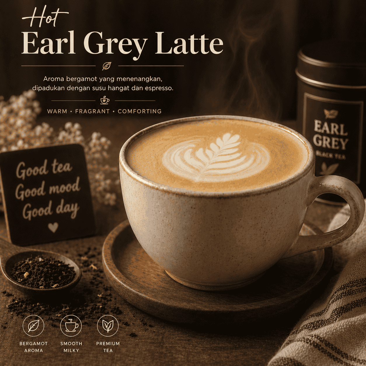 Hot Earl Grey Latte Kopi-Q